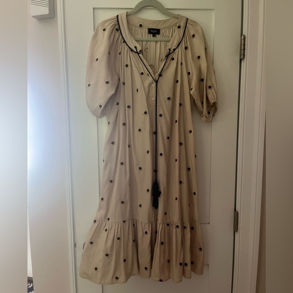 Maac London Dresses & Skirts - MAAC LONDON Women’s size small Cream Dress with Black Polka Dots